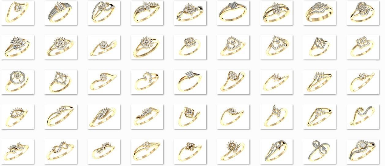 99 WOMEN RING FILES LESS THAN 3 GM LIGHT WT 3D print model_1