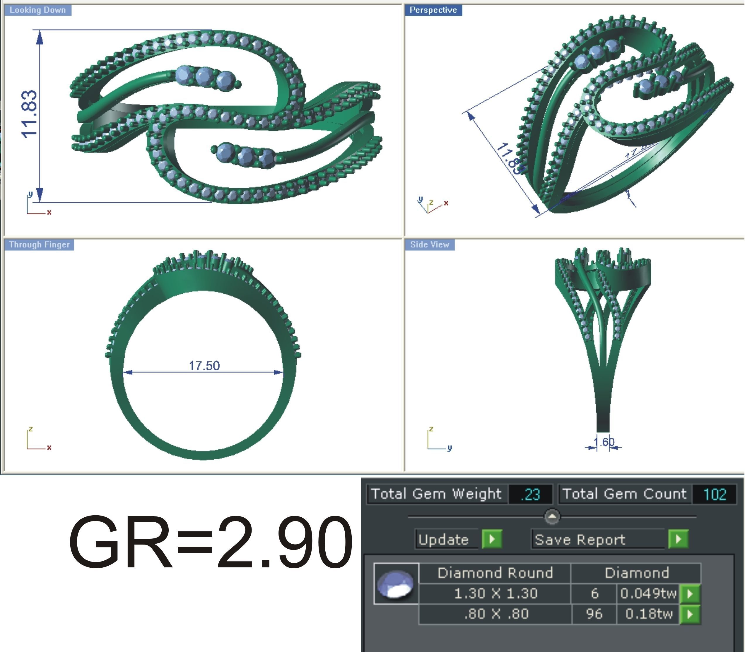 99 WOMEN RING FILES LESS THAN 3 GM LIGHT WT 3D print model_76