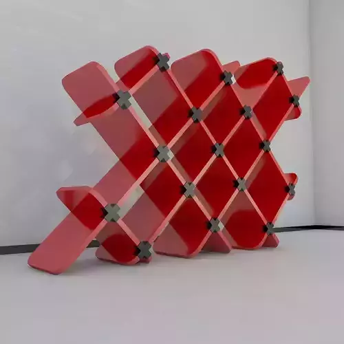 Bookshelf bookcase made of squares and triangles 3D model