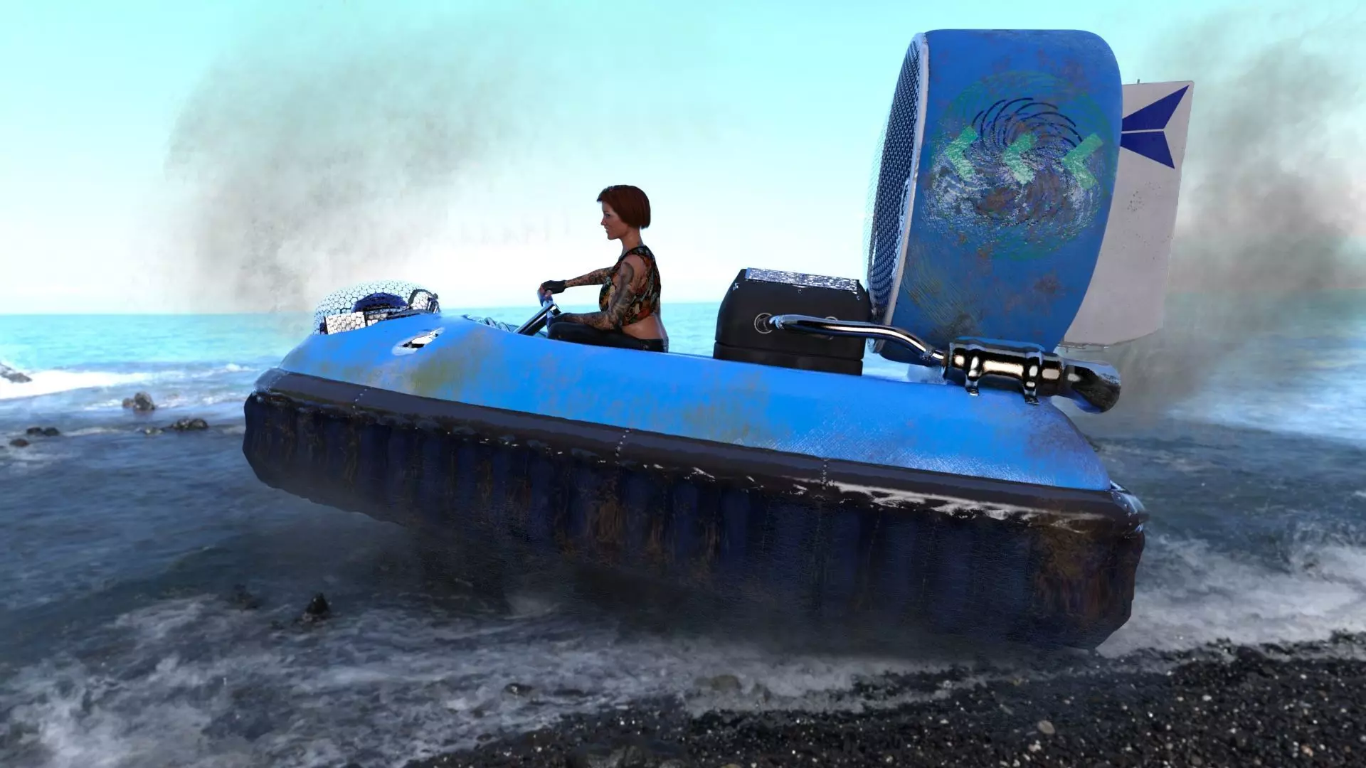 Racing-ACV inflatable boat with fan 3D model_0