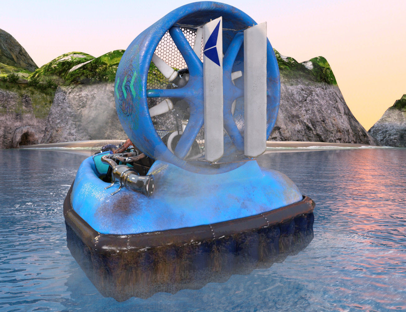 Racing-ACV inflatable boat with fan 3D model_1