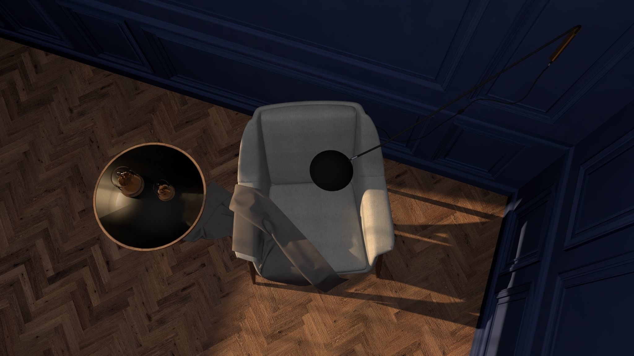 armchair with coffee table vray ready 3D model_3