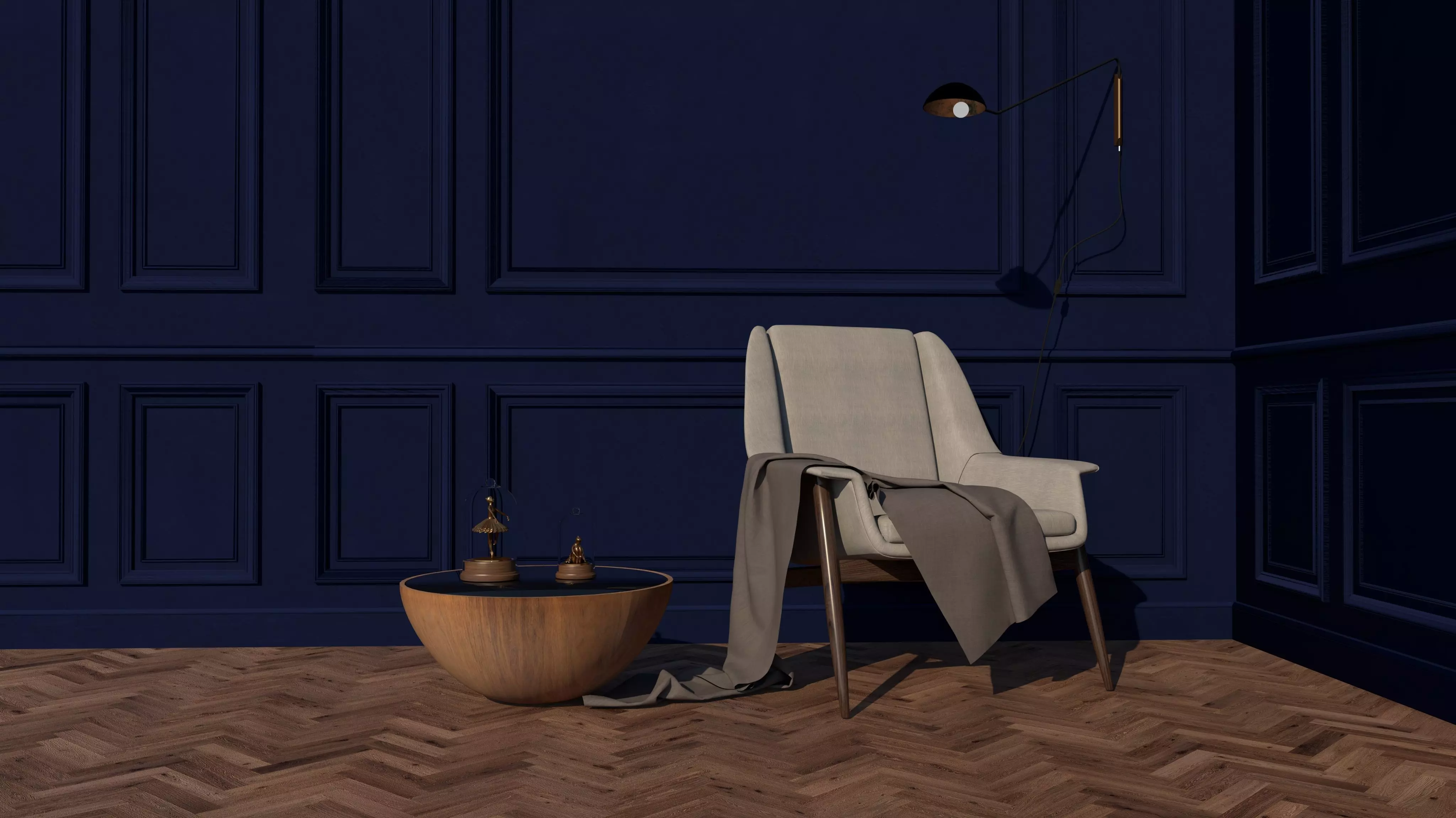 armchair with coffee table vray ready 3D model_0