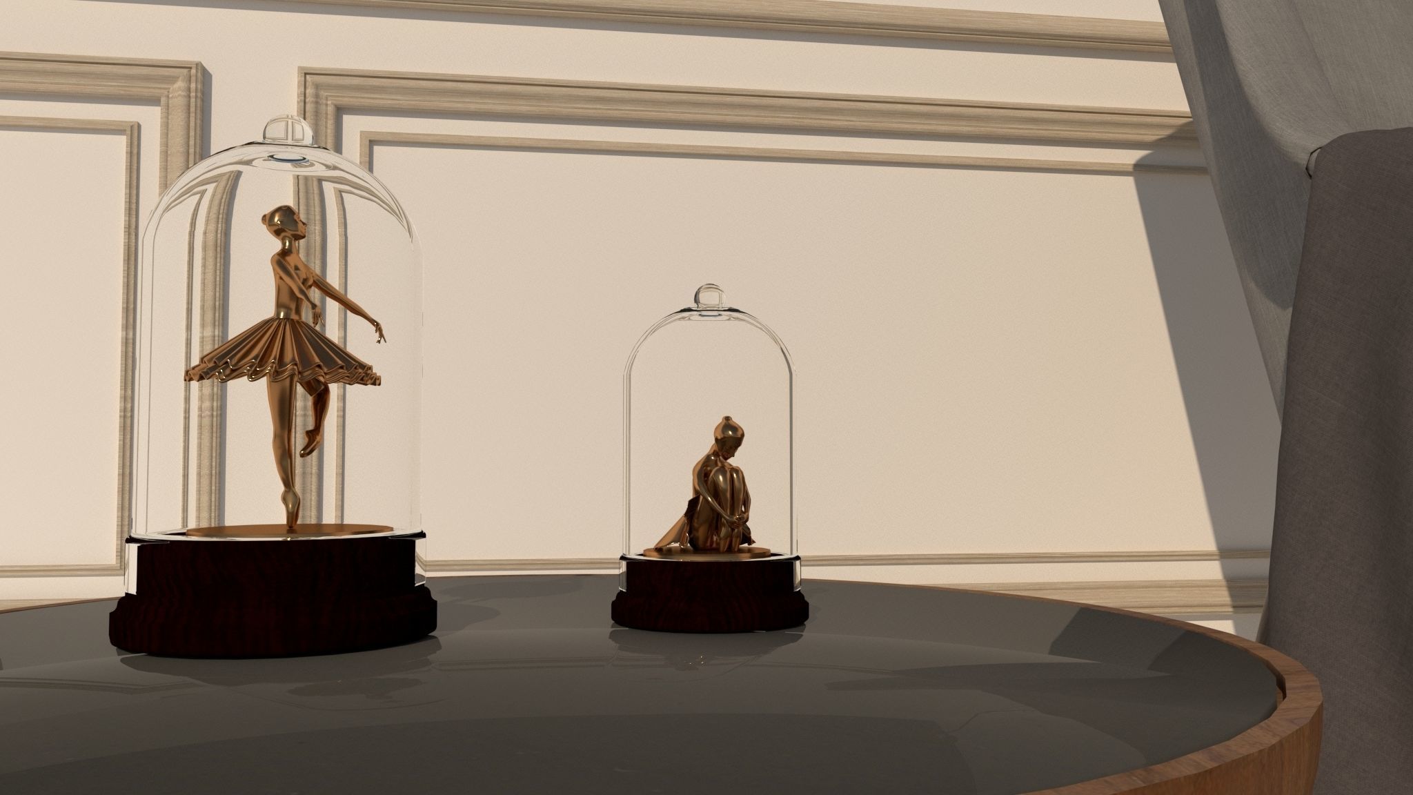 armchair with coffee table vray ready 3D model_5