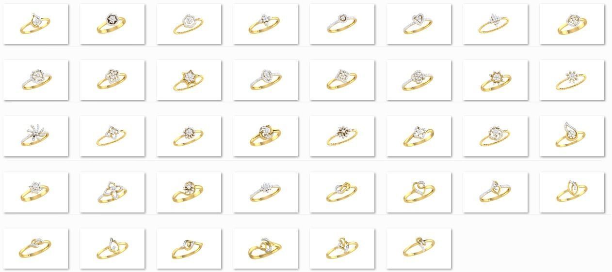 54 WOMEN RING FILES LESS THAN 2 GM LIGHT WT 3D print model_1
