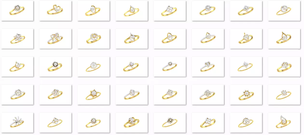 54 WOMEN RING FILES LESS THAN 2 GM LIGHT WT 3D print model_0