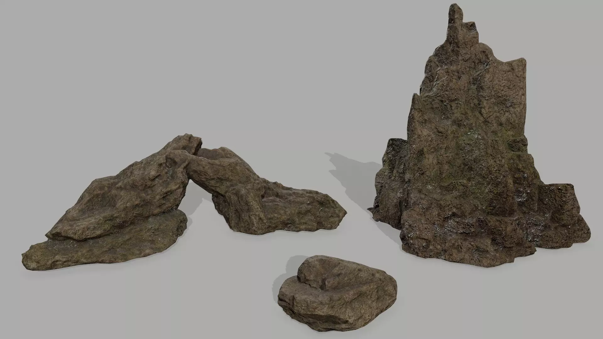 Rock set formation Low-poly 3D model_0