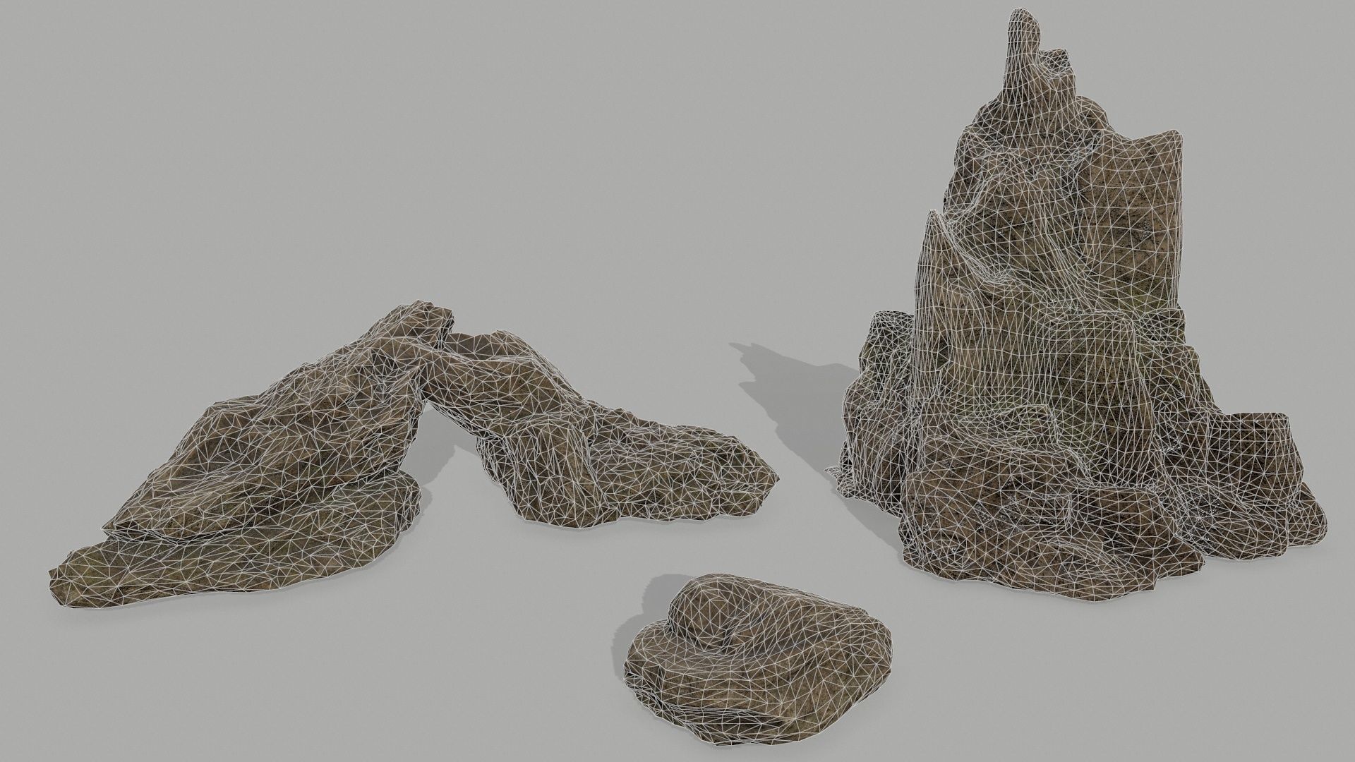Rock set formation Low-poly 3D model_1