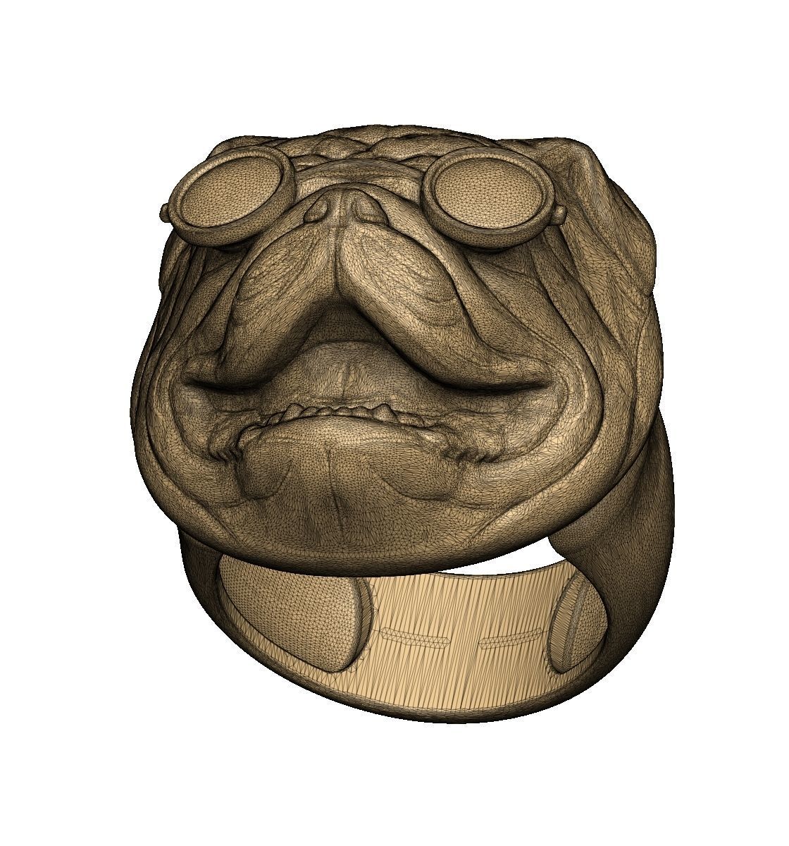 Bulldog Ring 3D print model_7