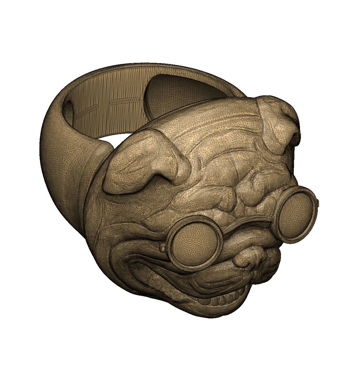 Bulldog Ring 3D print model_5