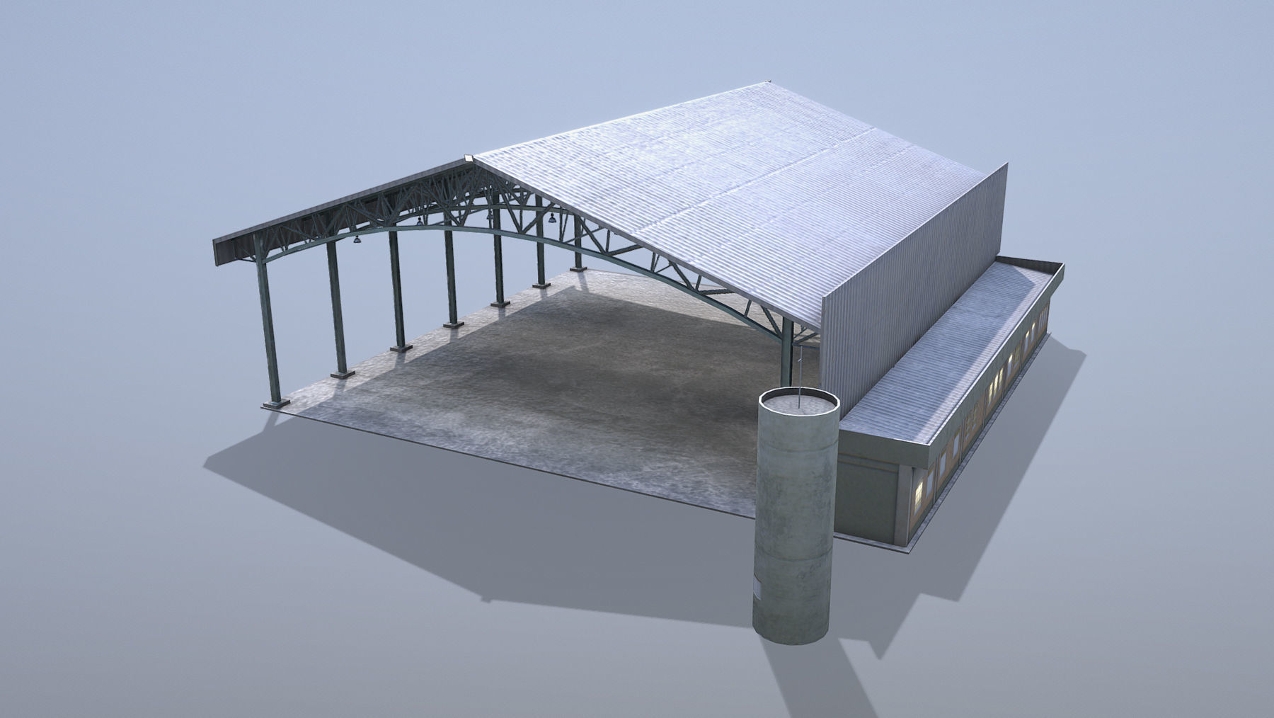 MilitaryBase PortoVelho Hangar 03 Low-poly 3D model_2