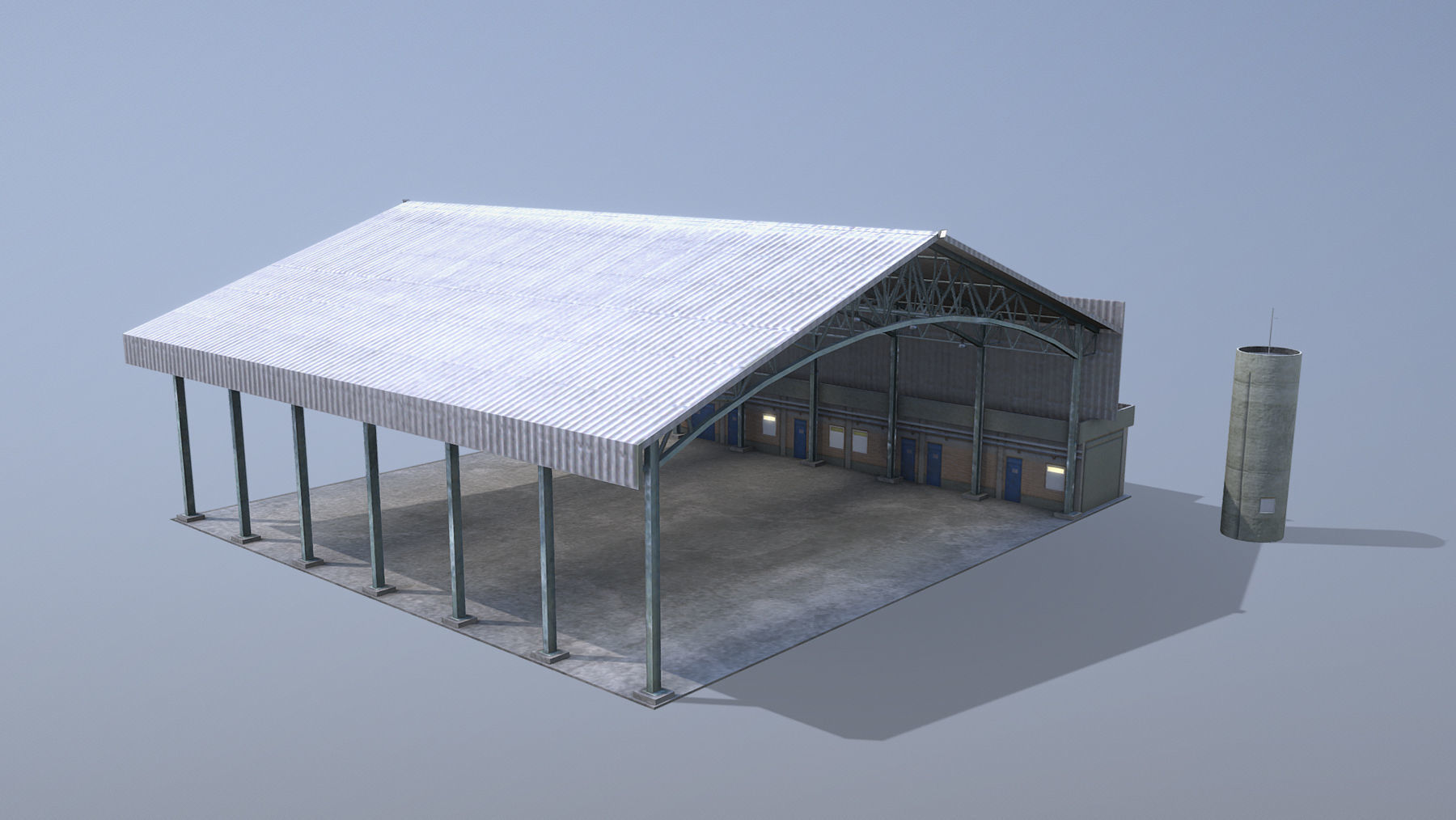 MilitaryBase PortoVelho Hangar 03 Low-poly 3D model_1