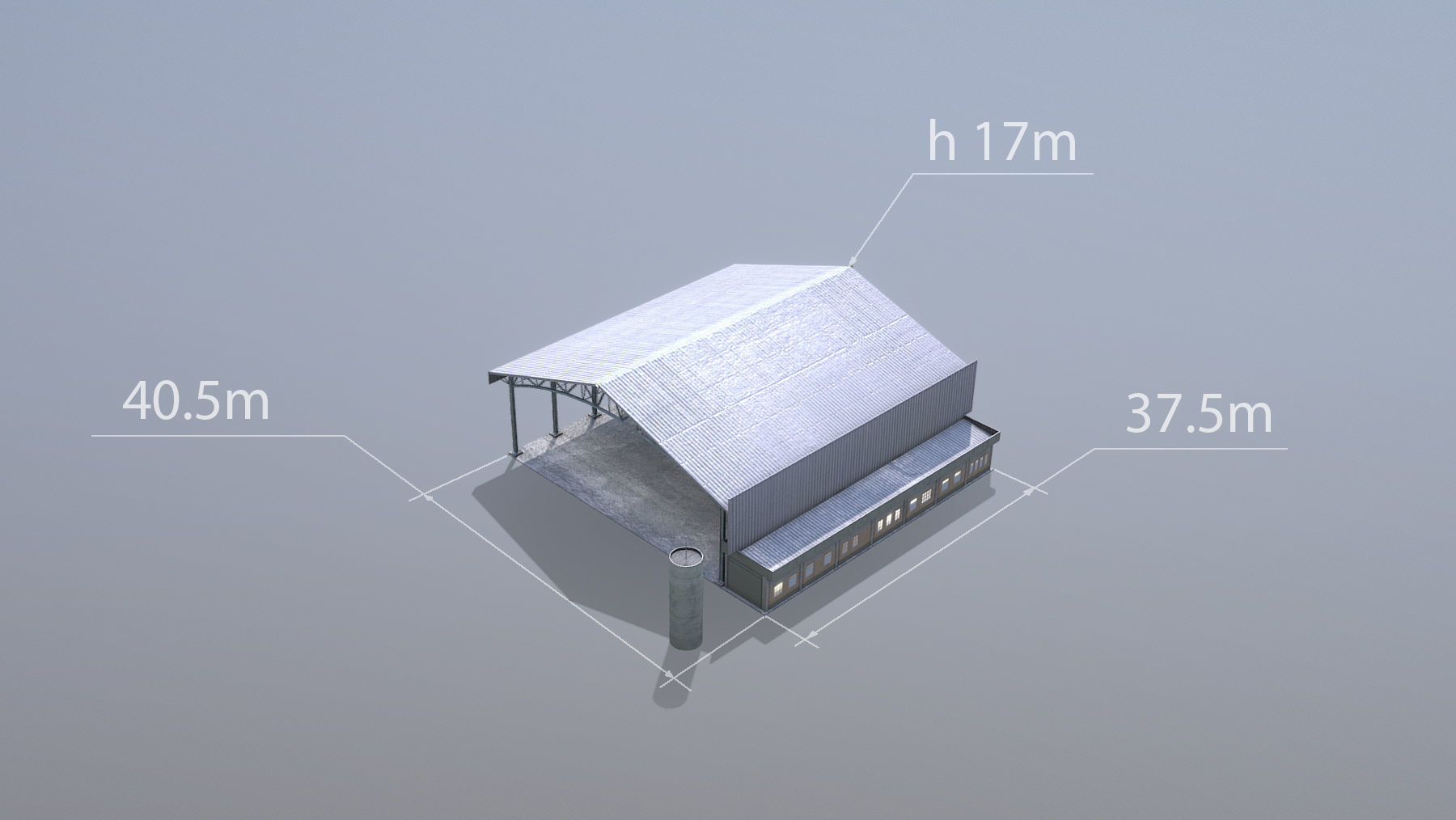MilitaryBase PortoVelho Hangar 03 Low-poly 3D model_4