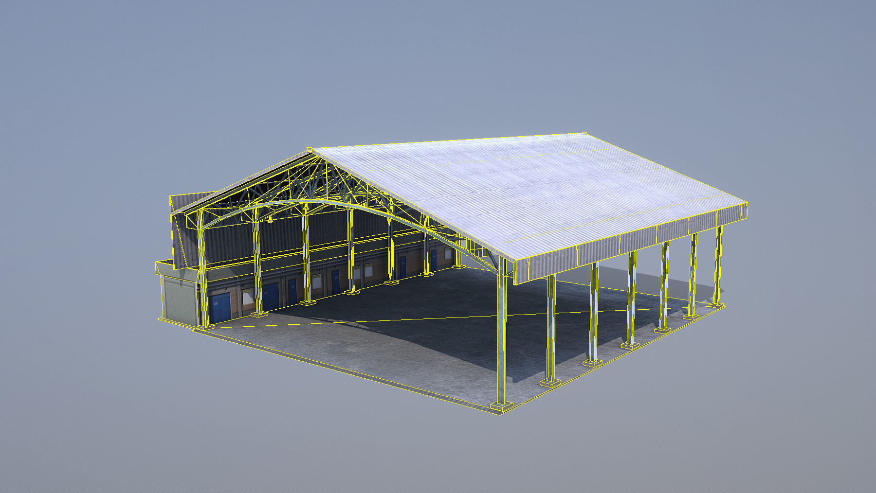 MilitaryBase PortoVelho Hangar 03 Low-poly 3D model_8