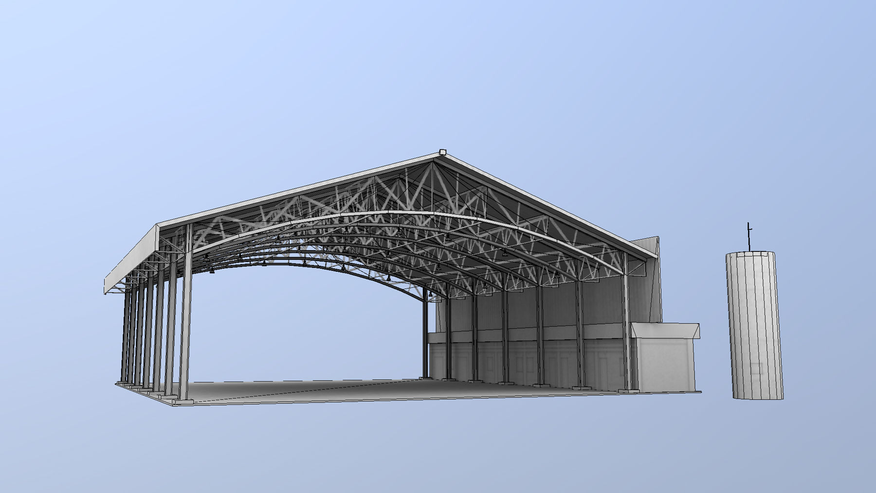 MilitaryBase PortoVelho Hangar 03 Low-poly 3D model_11