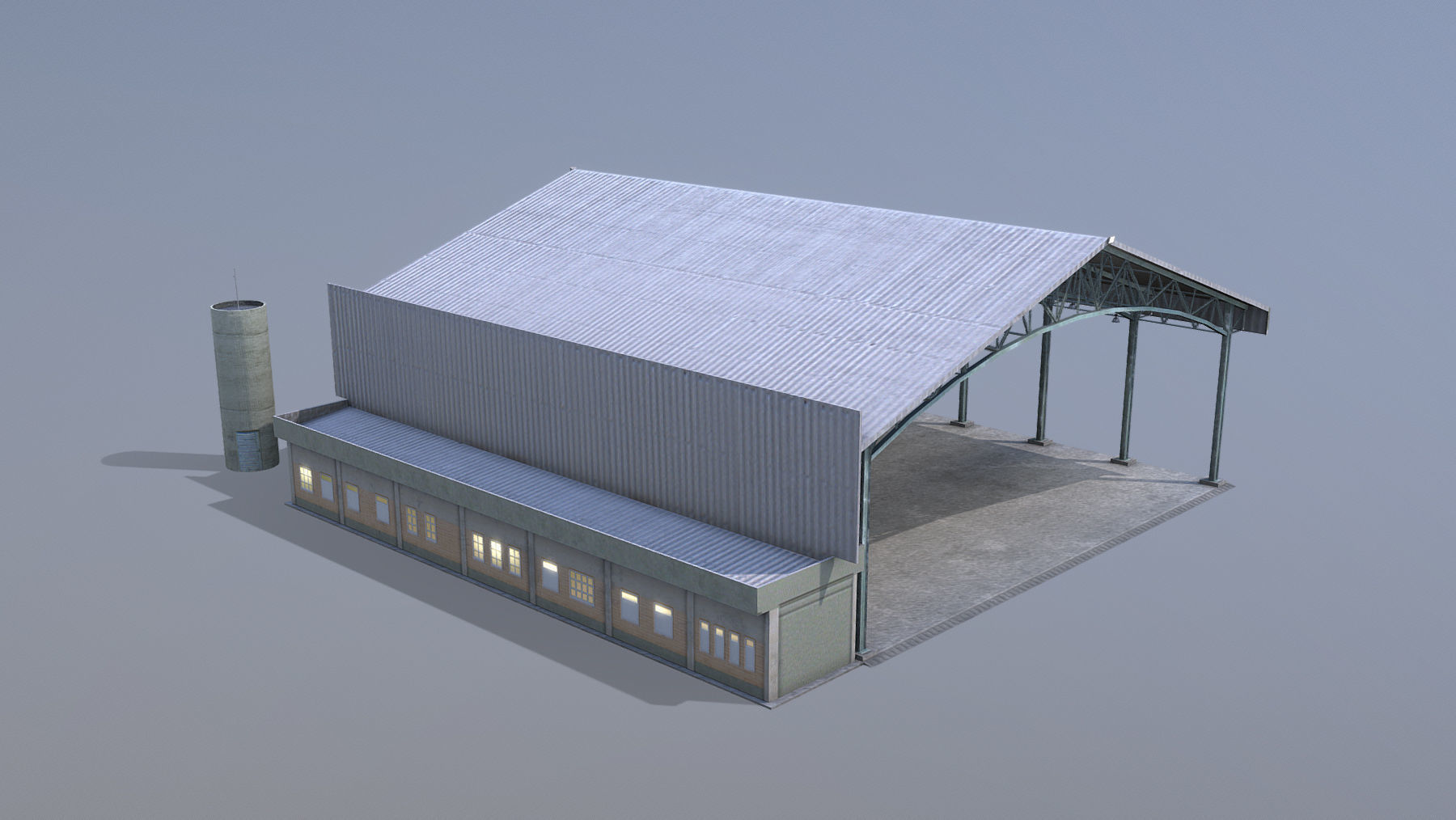 MilitaryBase PortoVelho Hangar 03 Low-poly 3D model_3