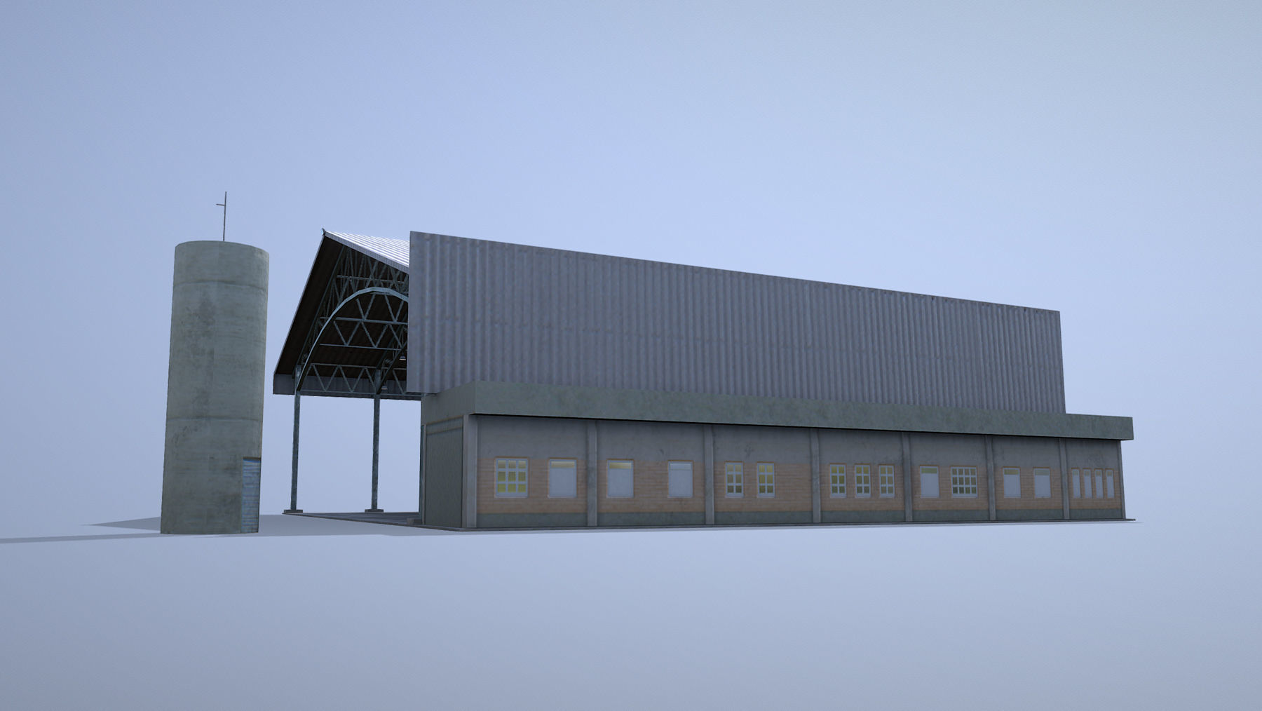 MilitaryBase PortoVelho Hangar 03 Low-poly 3D model_7