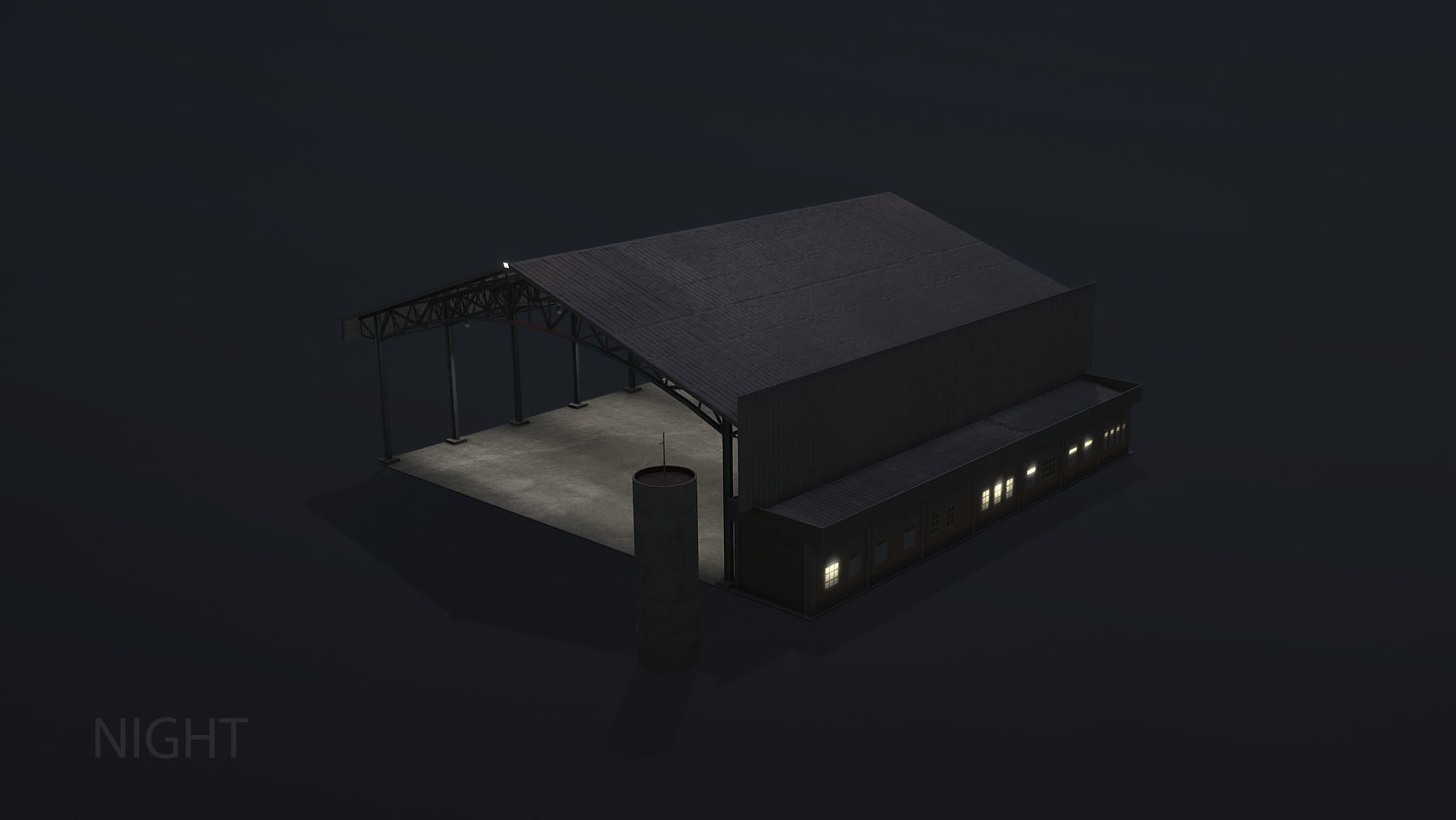 MilitaryBase PortoVelho Hangar 03 Low-poly 3D model_14