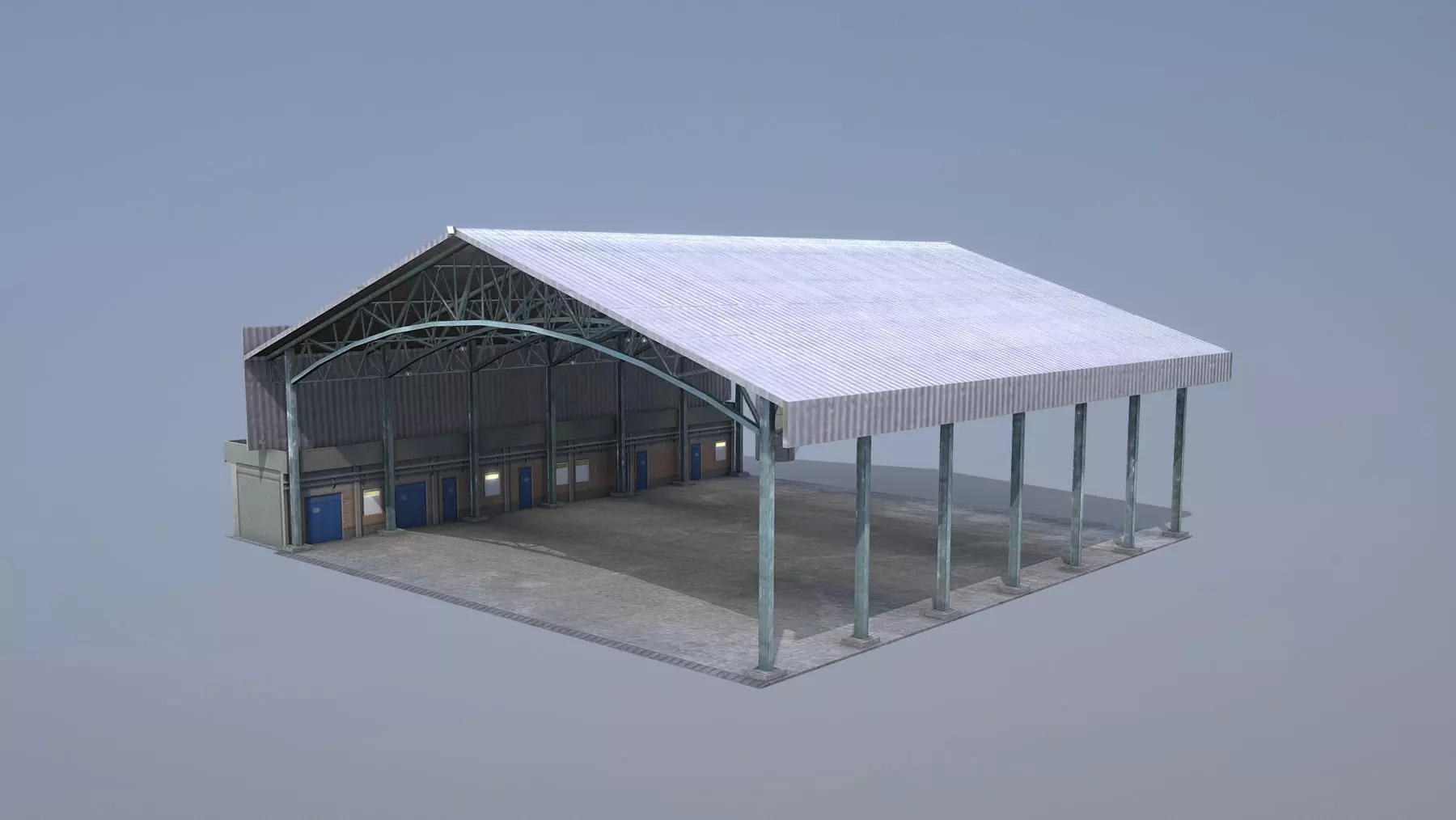 MilitaryBase PortoVelho Hangar 03 Low-poly 3D model_0