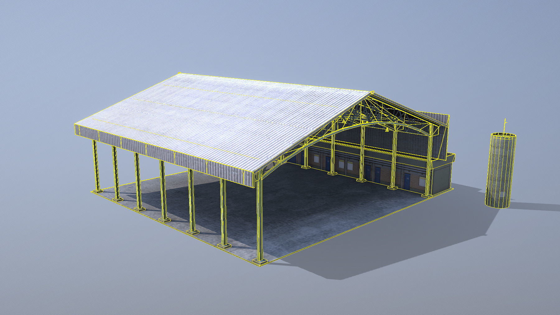 MilitaryBase PortoVelho Hangar 03 Low-poly 3D model_9