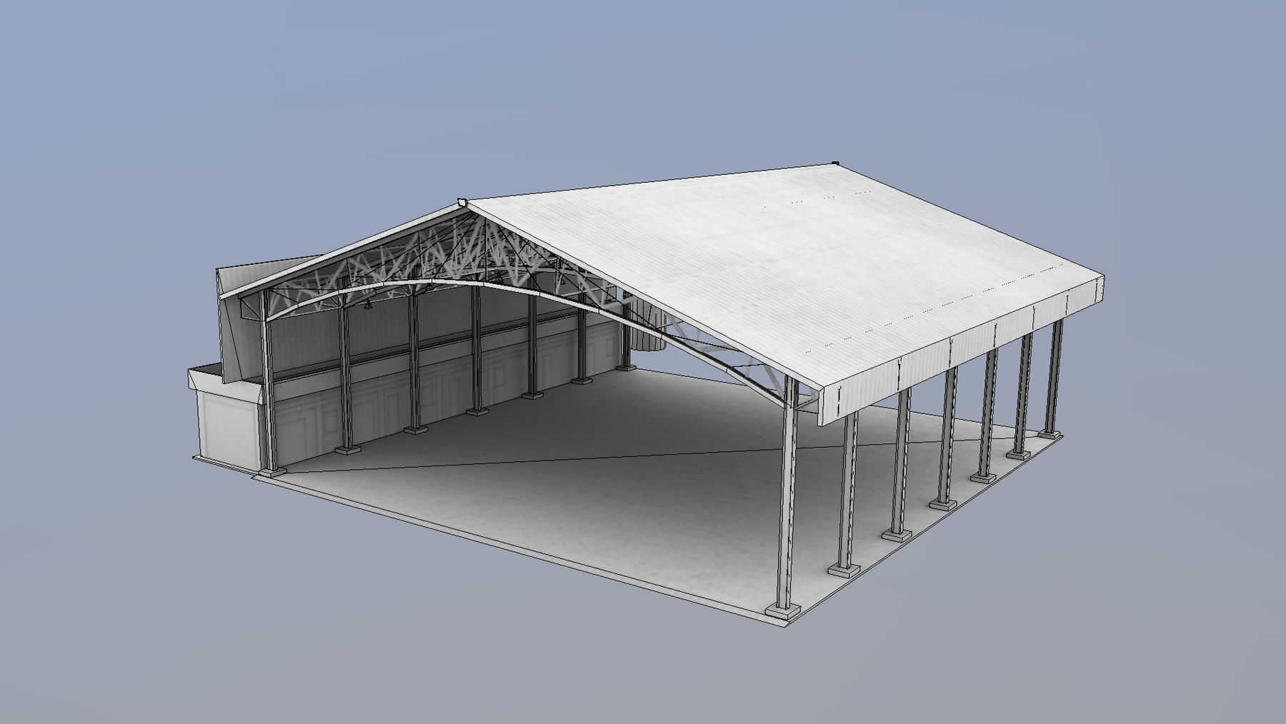 MilitaryBase PortoVelho Hangar 03 Low-poly 3D model_12