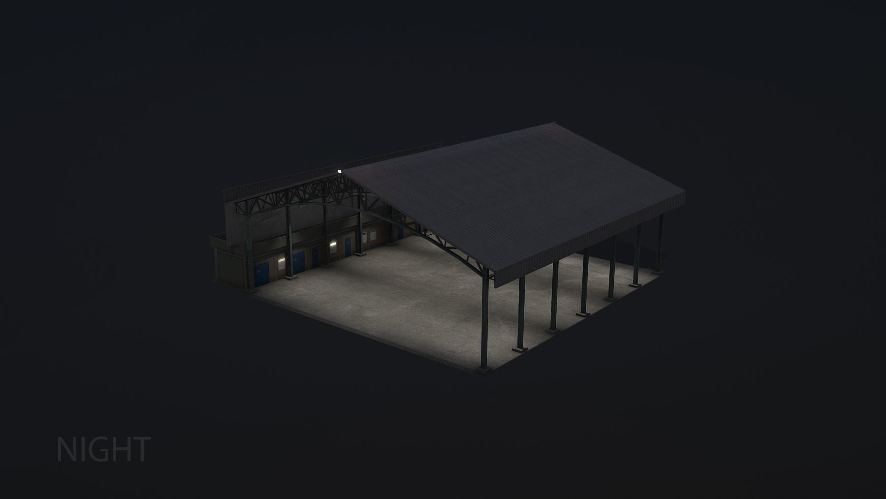 MilitaryBase PortoVelho Hangar 03 Low-poly 3D model_13