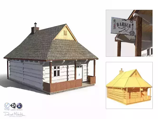 Barber House  - Slav Architecture Low-poly 3D model