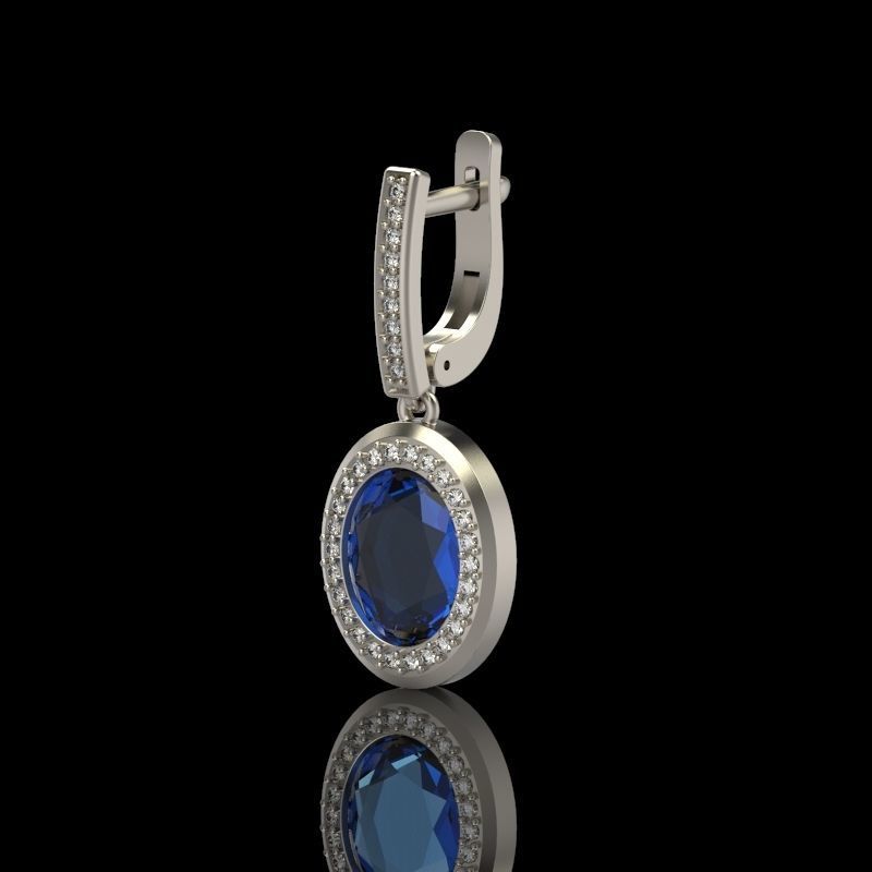 Women Earrings with gems and diamonds 3dm stl vintage 3D print model_2