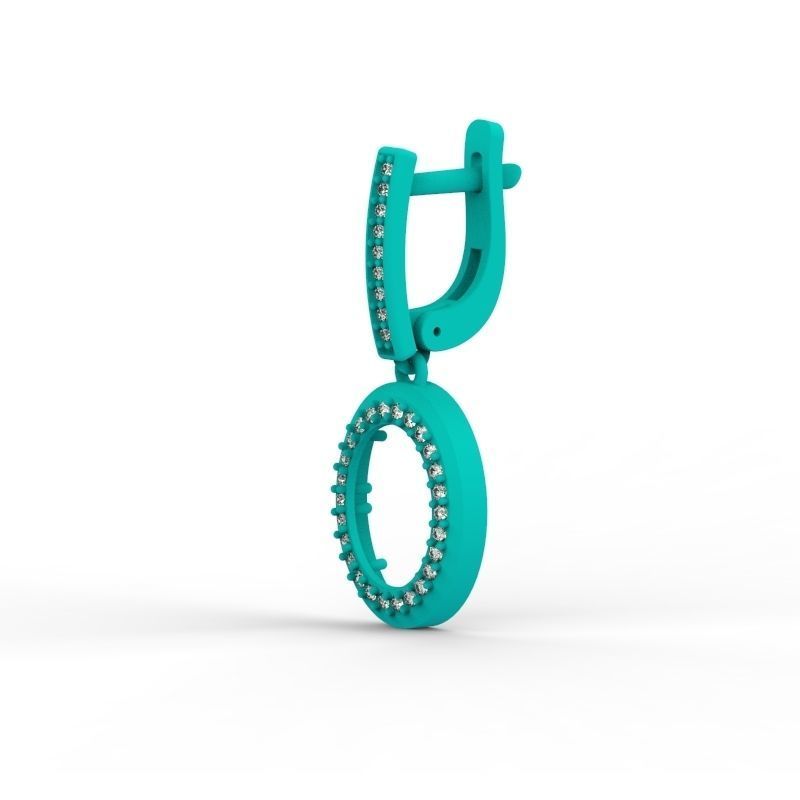 Women Earrings with gems and diamonds 3dm stl vintage 3D print model_20