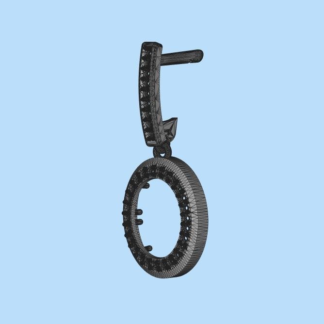 Women Earrings with gems and diamonds 3dm stl vintage 3D print model_34