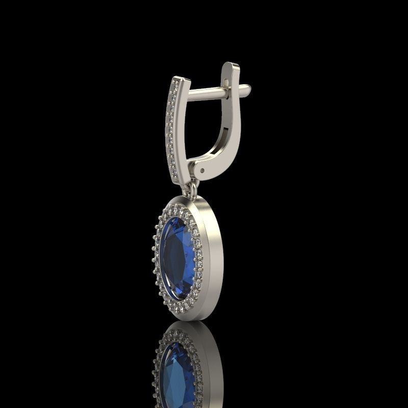 Women Earrings with gems and diamonds 3dm stl vintage 3D print model_8