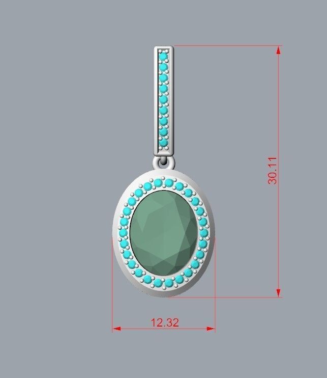 Women Earrings with gems and diamonds 3dm stl vintage 3D print model_36