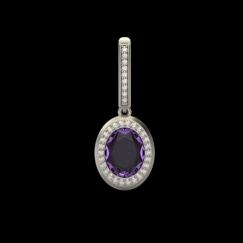 Women Earrings with gems and diamonds 3dm stl vintage 3D print model_4