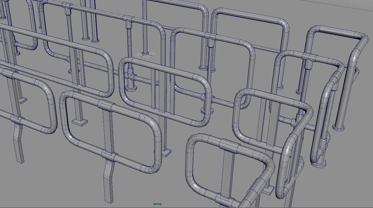 Modular Game-ready modern railings Low-poly 3D model_17