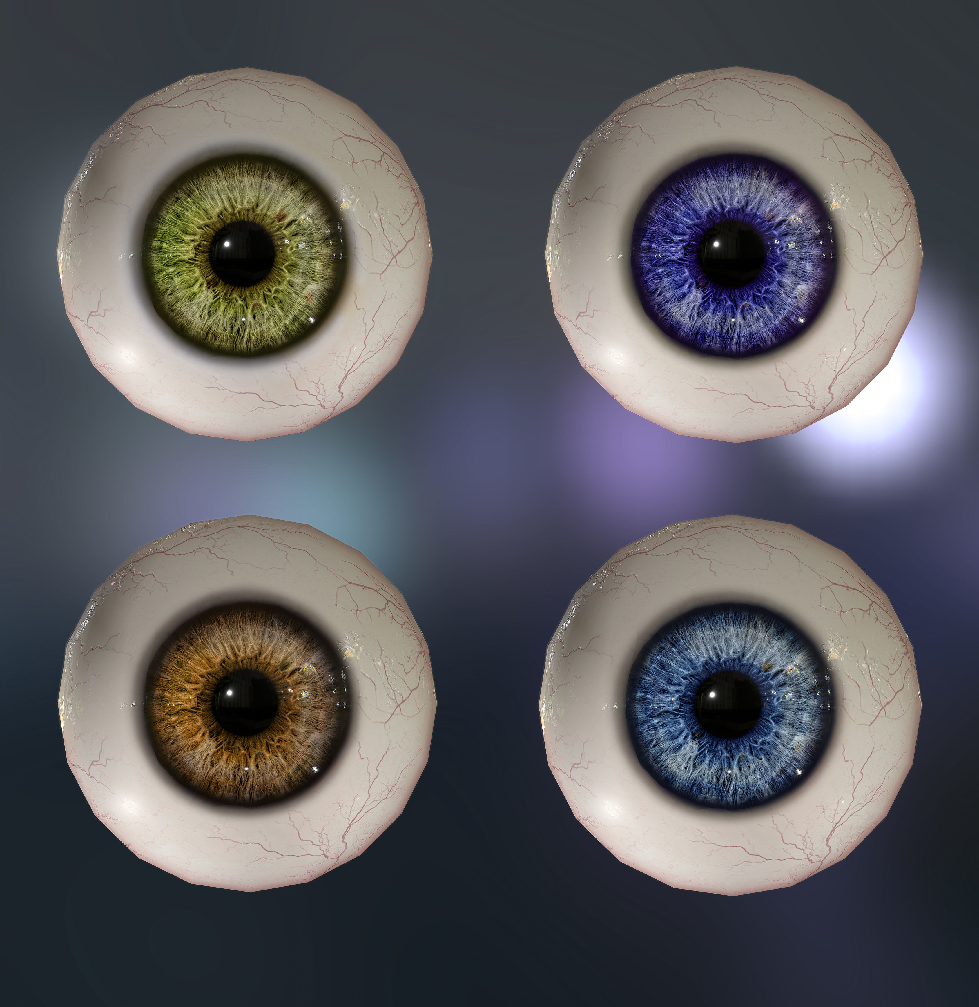 Realistic Stylized Human Eye  Low-poly 3D model_2