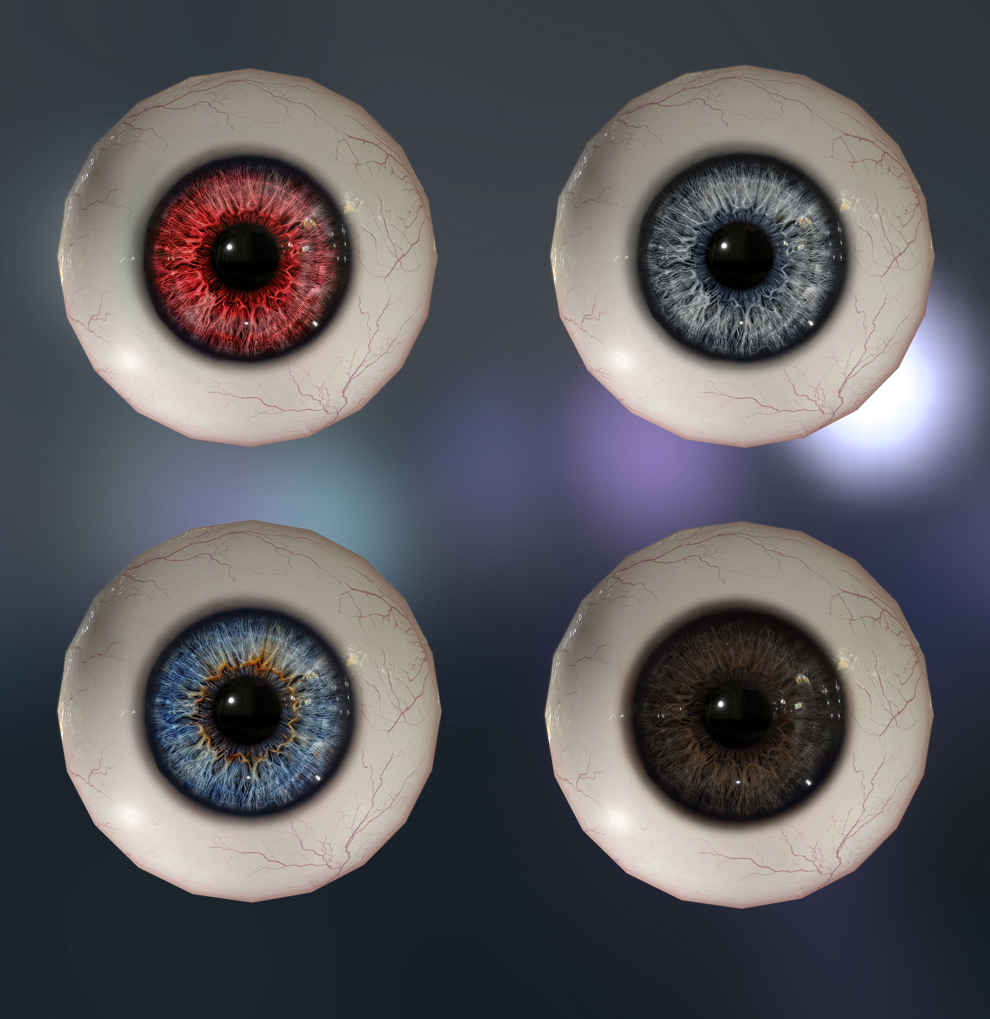 Realistic Stylized Human Eye  Low-poly 3D model_3