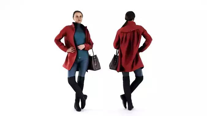 Woman in Red Coat 69