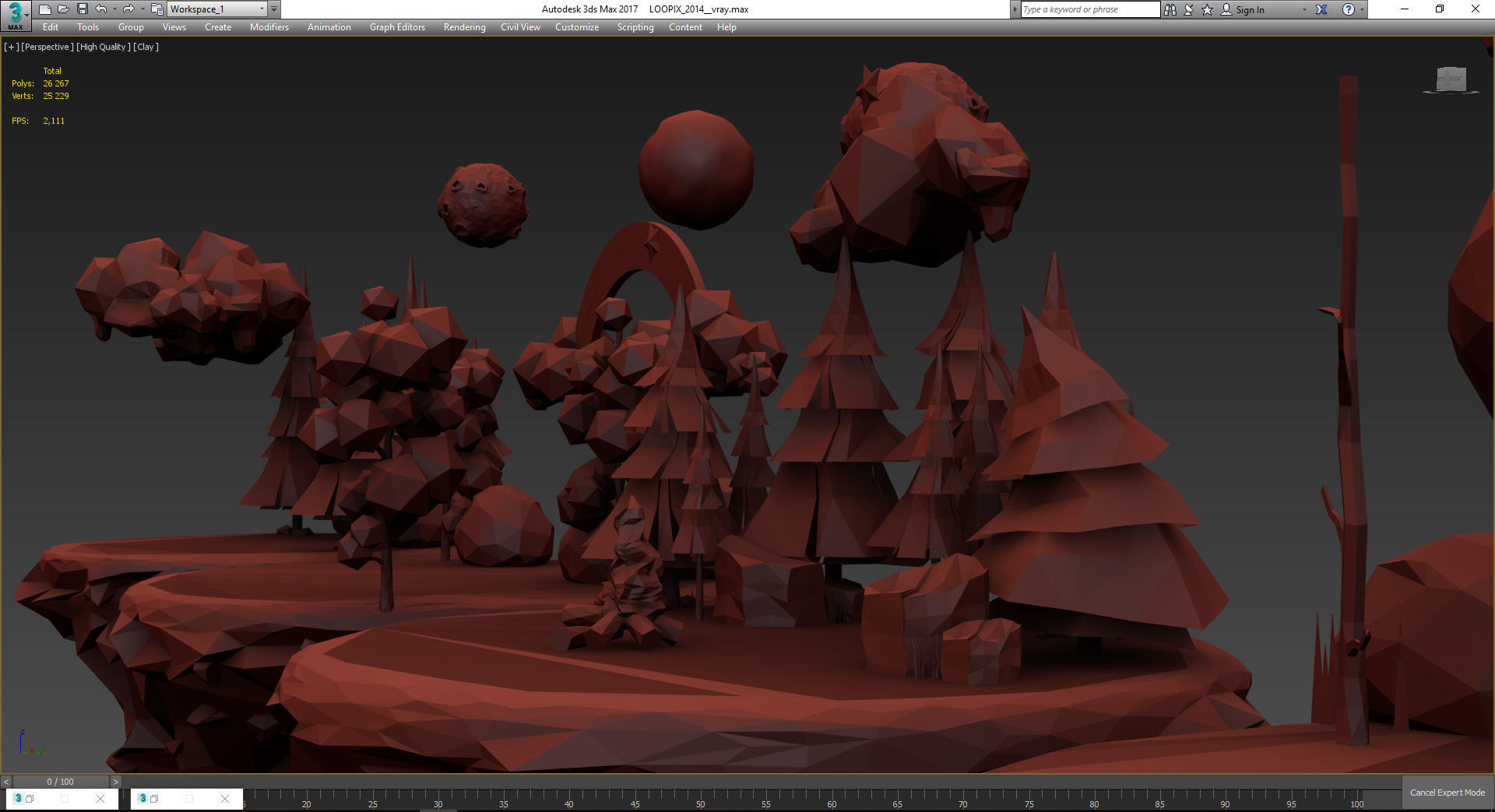 Floating Islands winter summer Spring Autumn Low-poly 3D model Low-poly 3D model_5