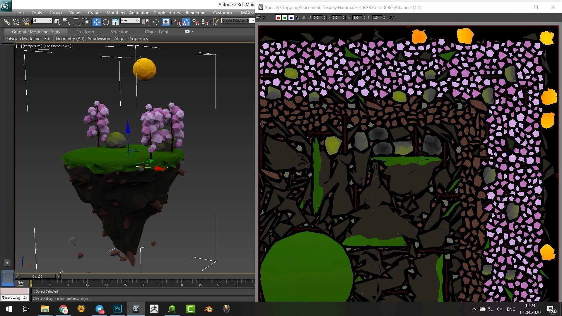 Floating Islands winter summer Spring Autumn Low-poly 3D model Low-poly 3D model_8