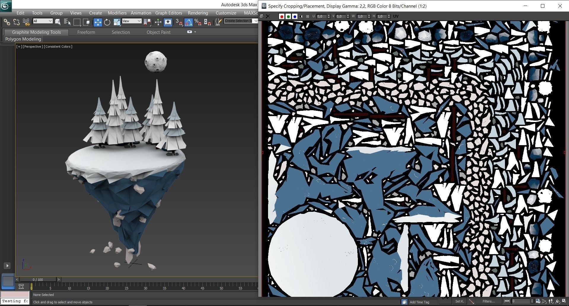Floating Islands winter summer Spring Autumn Low-poly 3D model Low-poly 3D model_10