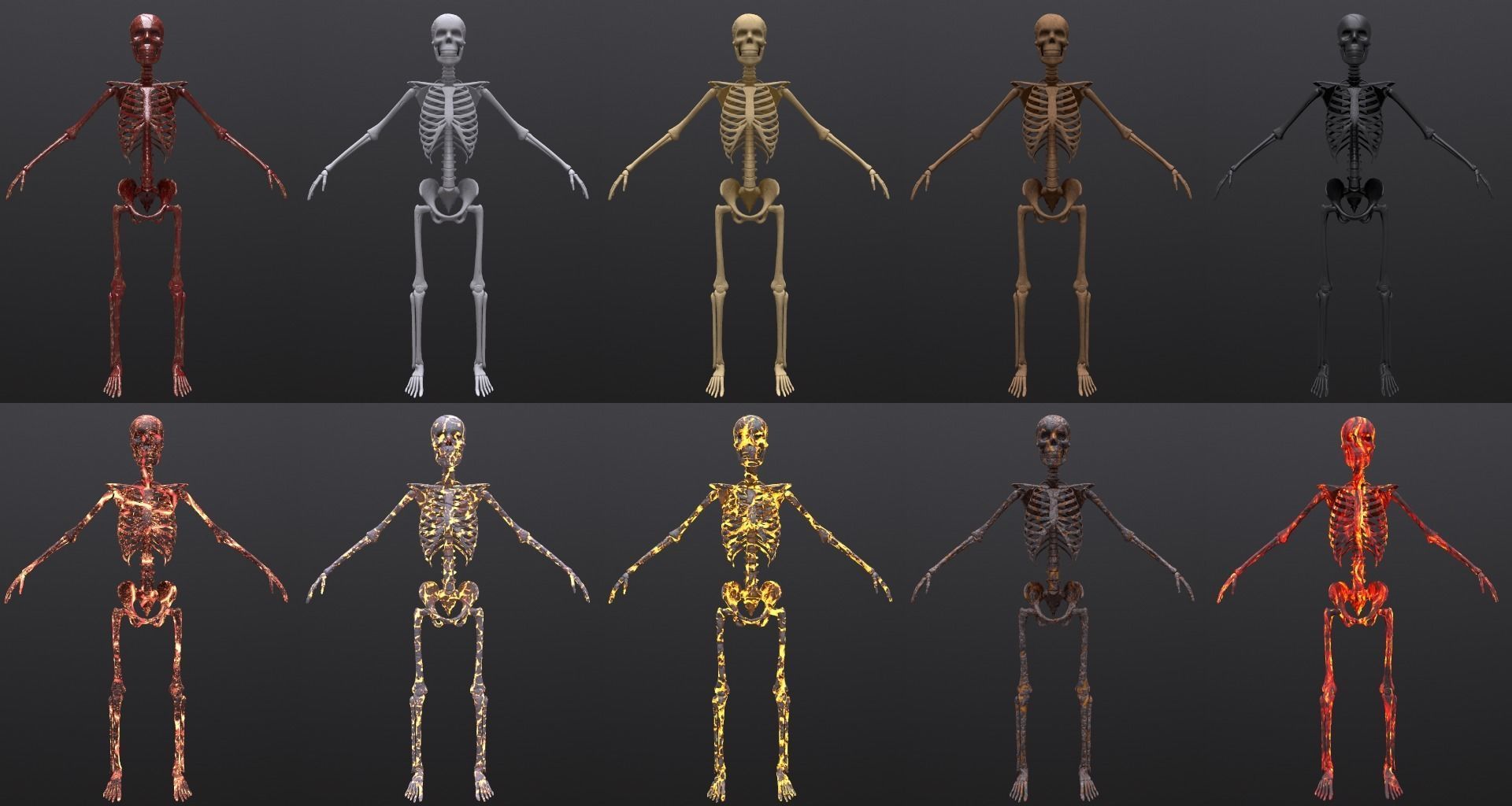 Substance Skeleton Army Low-poly 3D model_6