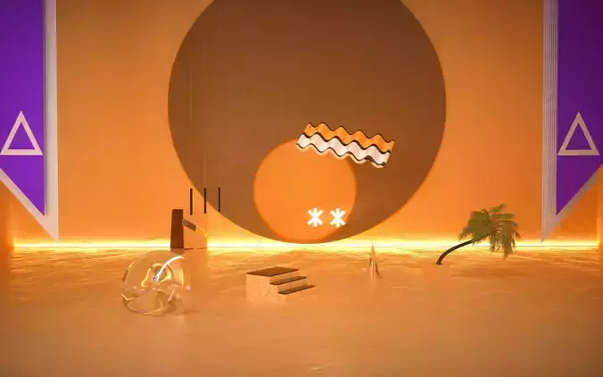 modern scene Free low-poly 3D model