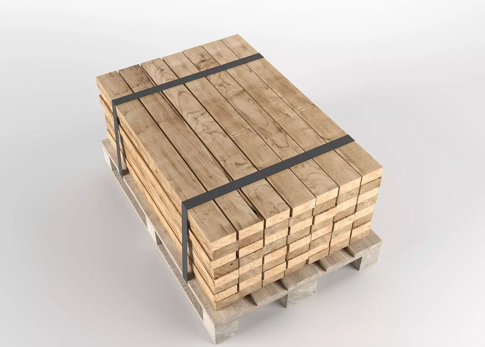 Timber on pallet 3D model Low-poly 3D model_0