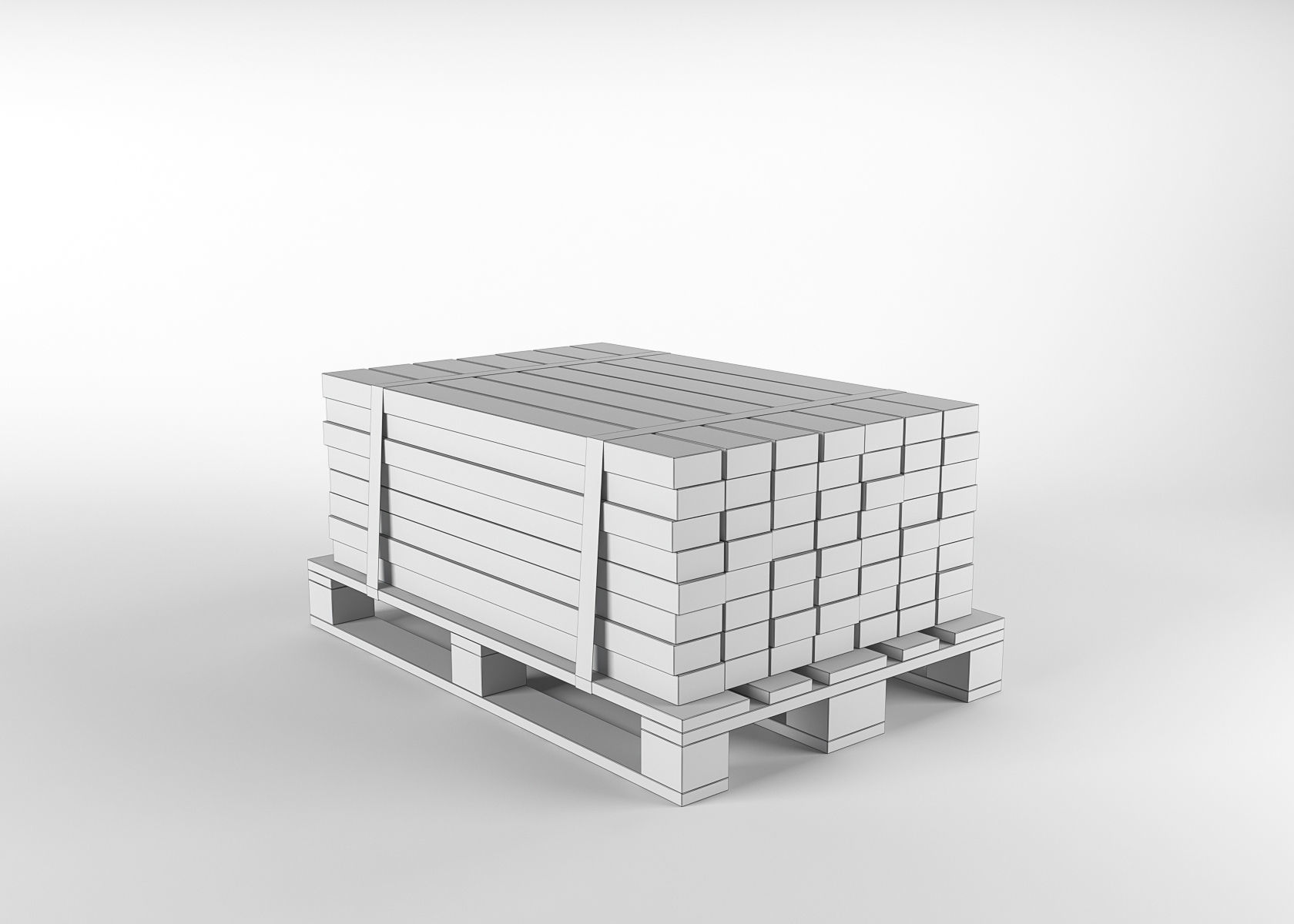 Timber on pallet 3D model Low-poly 3D model_4