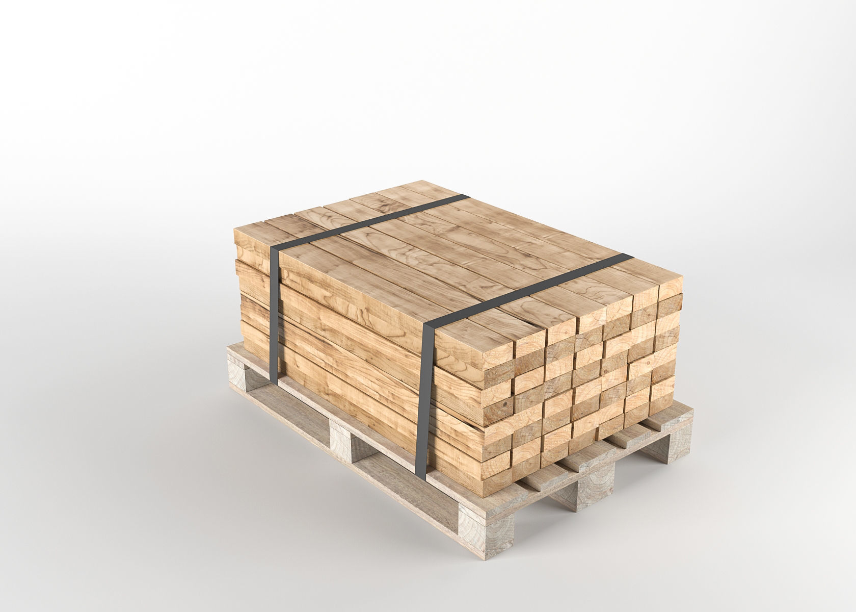 Timber on pallet 3D model Low-poly 3D model_2