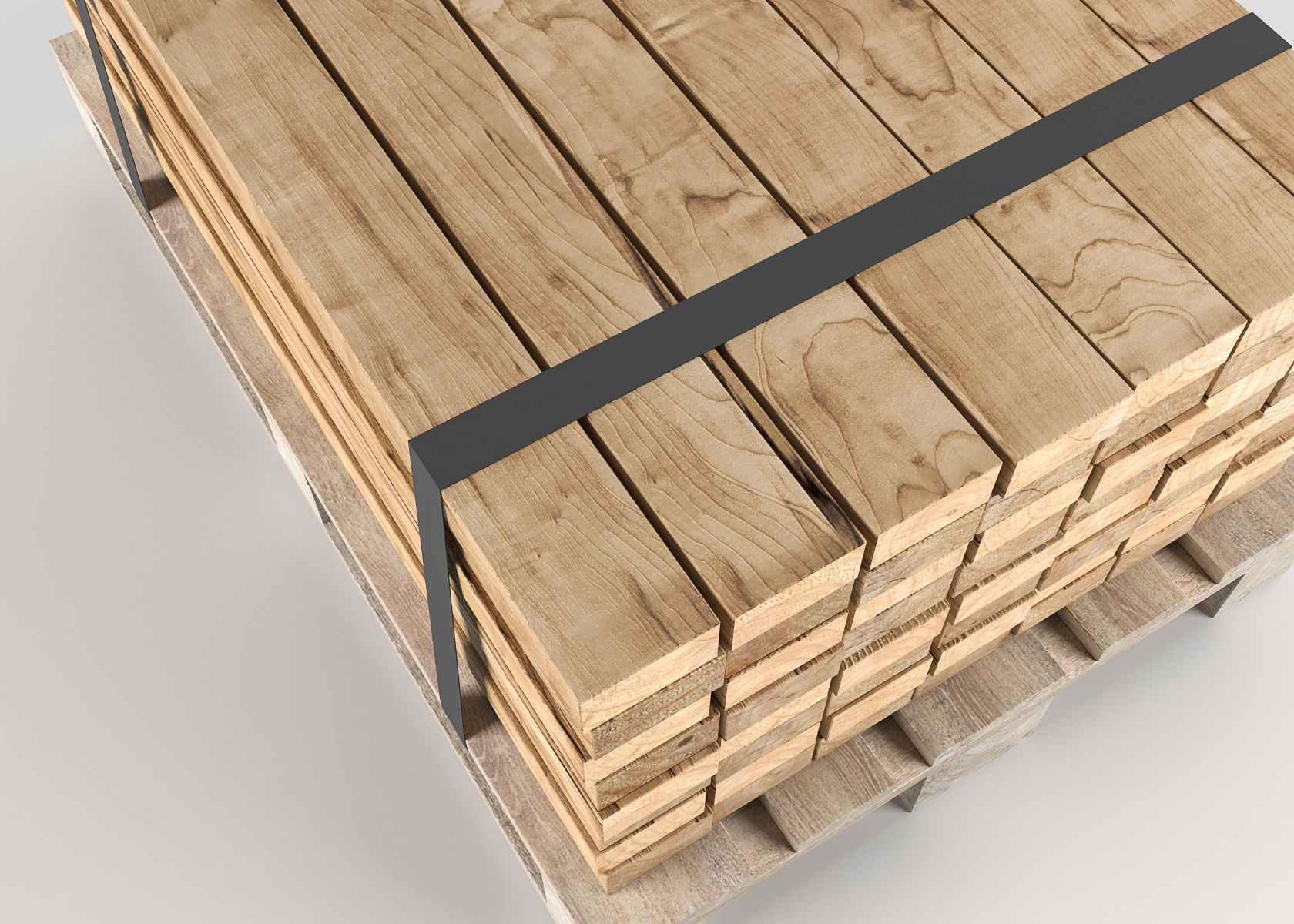 Timber on pallet 3D model Low-poly 3D model_3