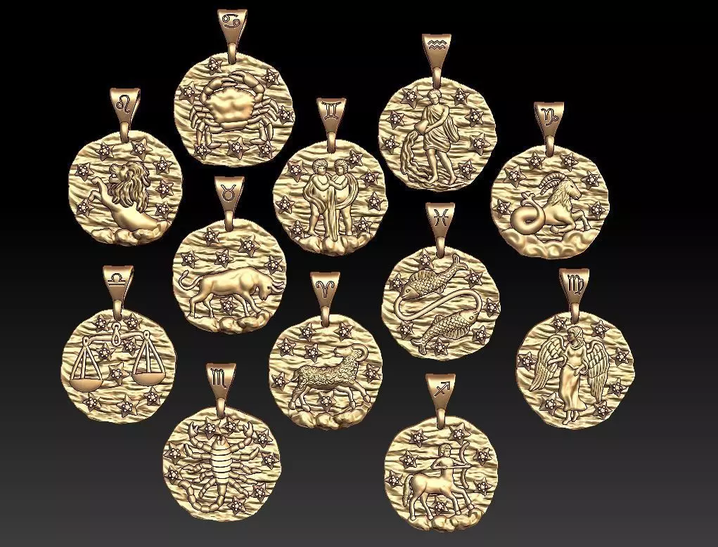 horoscope pendant set 3D print model_0