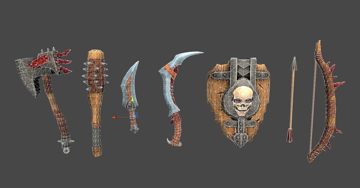 Orc Weapon Pack Low-poly 3D model_1