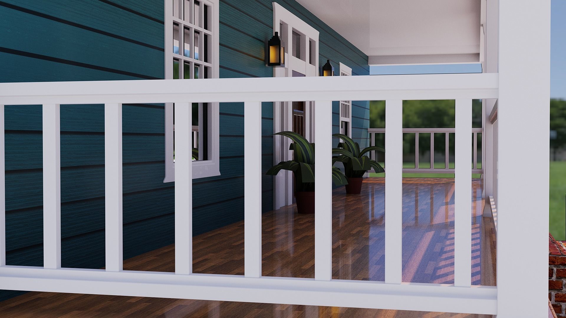 Exterior House Scene 3D Model Low-poly 3D model_2