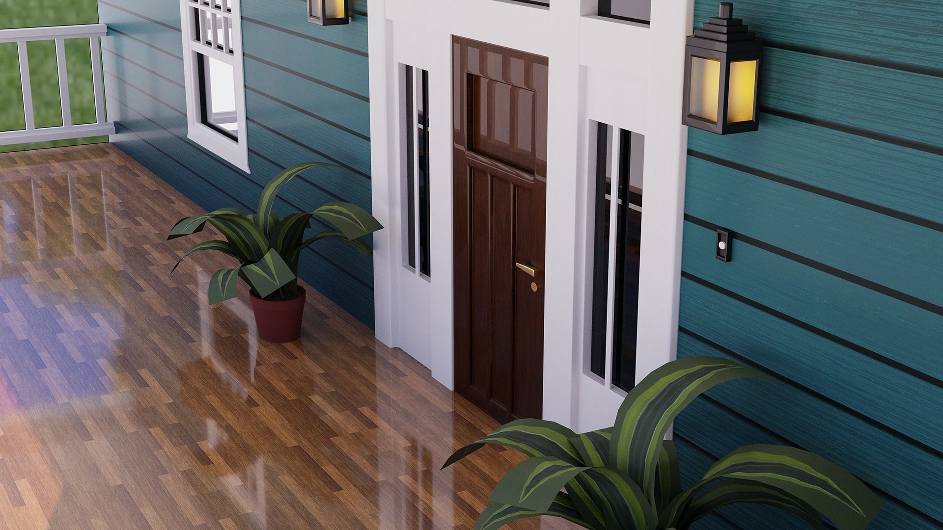 Exterior House Scene 3D Model Low-poly 3D model_1